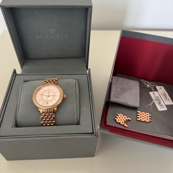 Michele Accessories - MICHELE Serein Rose Gold Diamond Dial Watch
